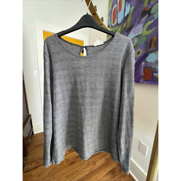 Thyme & Honey Women’s L Houndstooth Pattern With Black & Red Stripes Down Sleeve - Picture 6 of 11